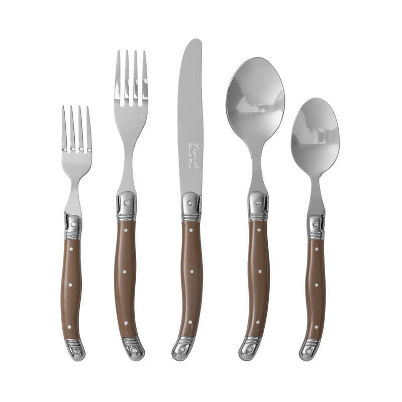 French Home Laguiole Stainless Steel Flatware Set, Service For 4 Pearl